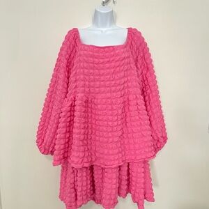 NWT Simply Southern Candy Pink Ruffled Bubble Dress Large